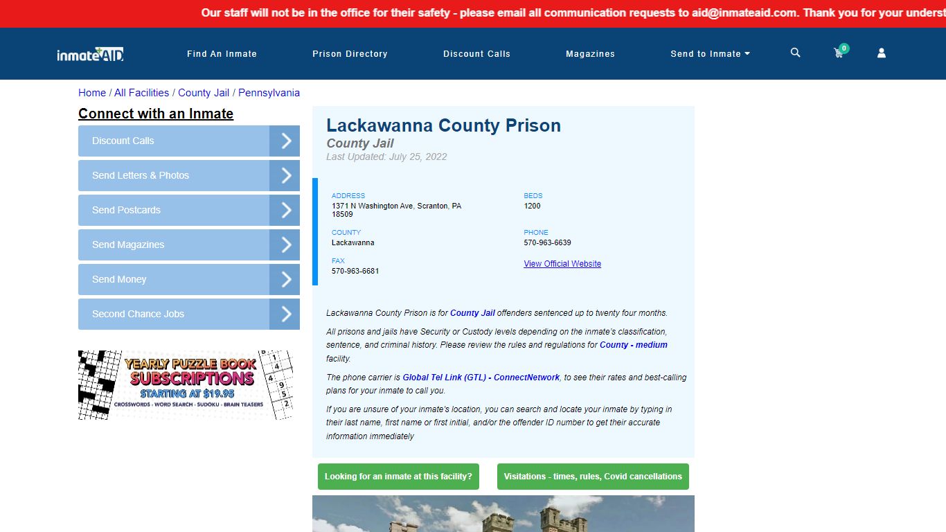 Lackawanna County Prison - Inmate Locator - Scranton, PA